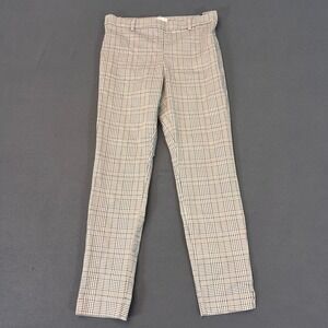 H&M Stretch Woven Plaid Check Slacks Womens Sz 8 Gray Black 28W x‎ 26.5L Preppy